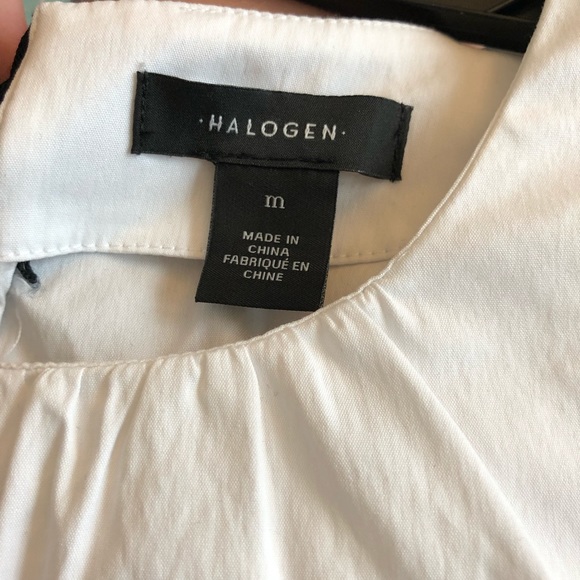 New Halogen White Top w Black Bow Size M - Picture 3 of 4